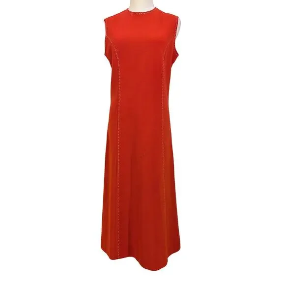 Vintage 70s Butte Knit Dress Set Red Preppy Modest